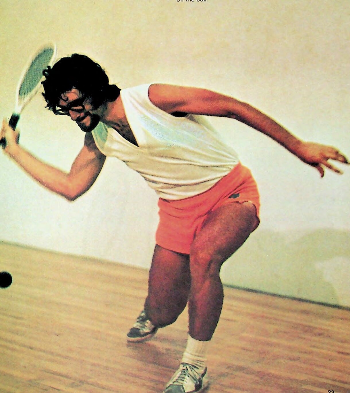 Charlie Brumfield preparing his forehand, original 1973 action photograph.